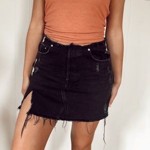 Urban Outfitters Black Denim Distressed Skirt